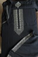 Black Malmal Chikankari Unstitched Men's Kurtas Fabrics