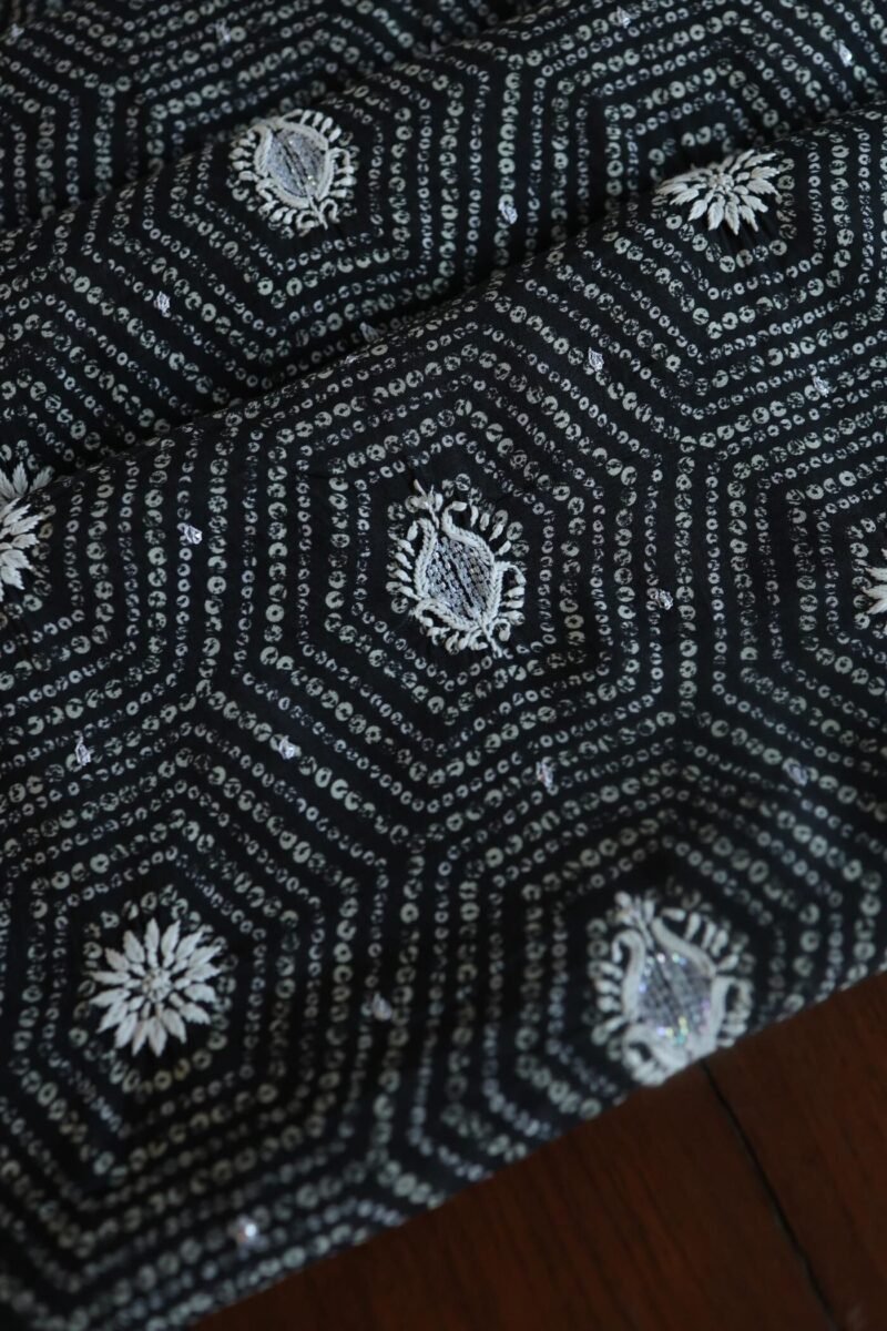 Black Muslin Chikankari Kurta Fabrics