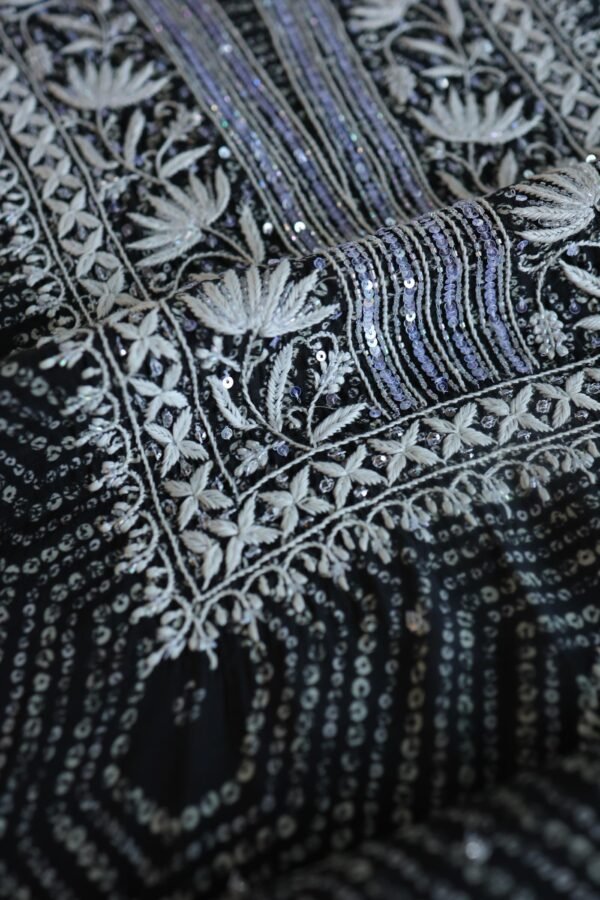 Black Muslin Chikankari Kurta Fabrics - Image 4