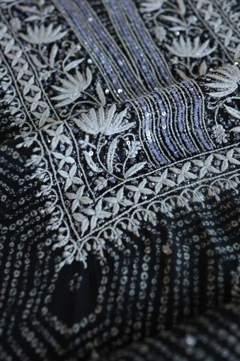Black Muslin Chikankari Kurta Fabrics