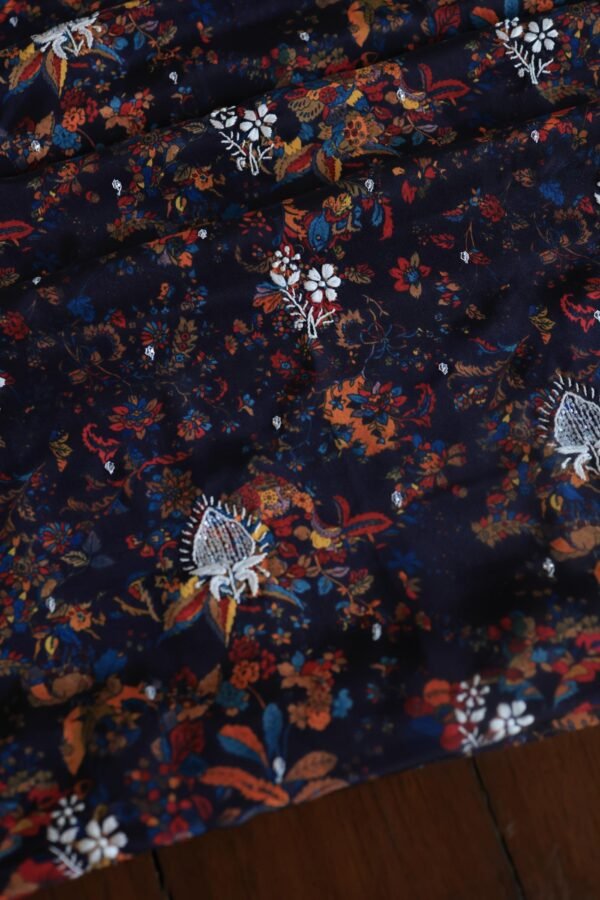 Black Muslin Chikankari Kurta Fabrics - Image 6