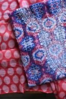 Black & Pink Soft Cotton Printed Unstitched Kurta Dupatta Set with Chikankari & Sequin Work