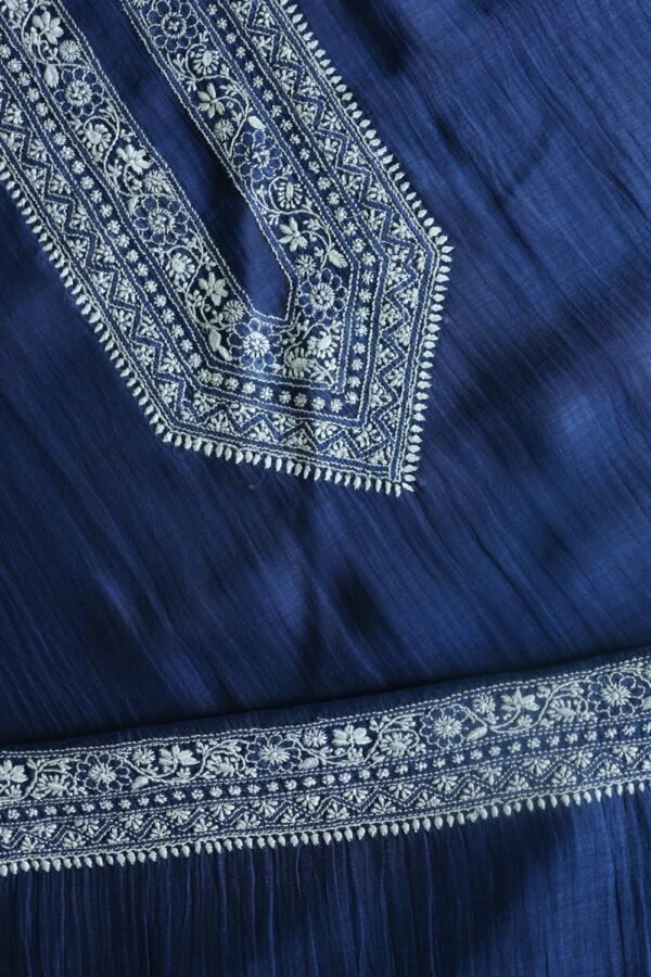 Blue Malmal Chikankari Unstitched Men's Kurtas Fabrics - Image 11