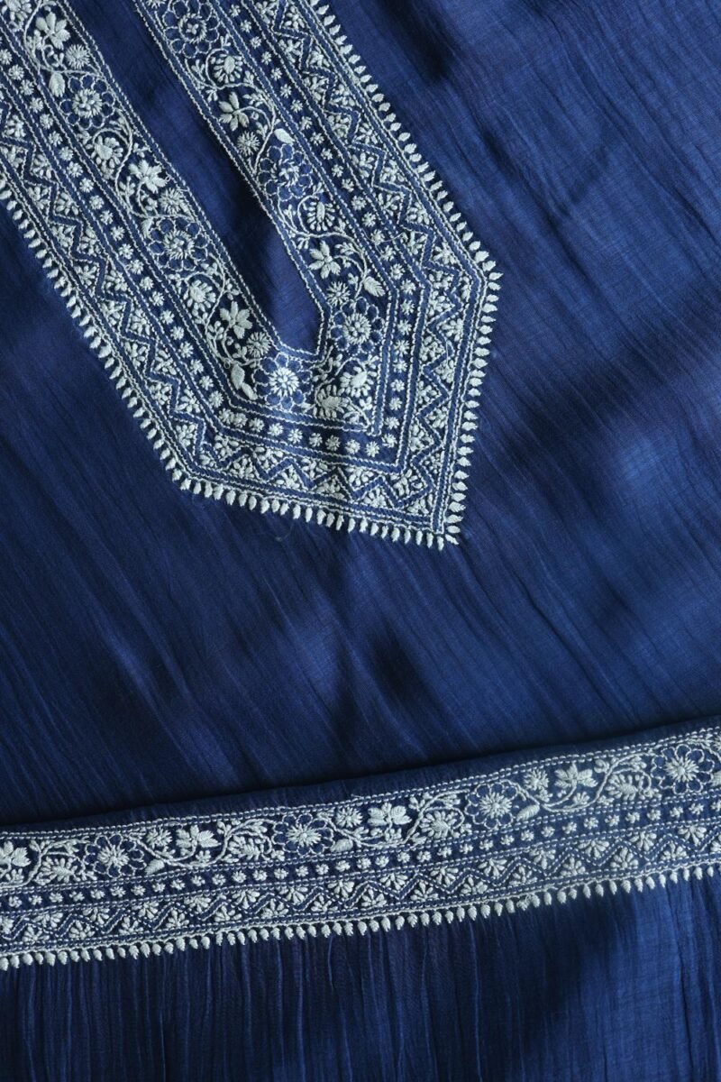 Blue Malmal Chikankari Unstitched Men's Kurtas Fabrics