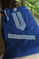 Blue Malmal Chikankari Unstitched Men's Kurtas Fabrics