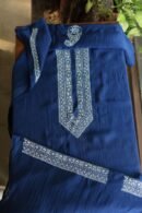 Blue Malmal Chikankari Unstitched Men's Kurtas Fabrics