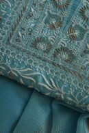 Blue Paper Tussar Resham Chikankari Unstitched Kurta Dupatta Set