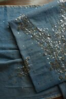 Blue Roheen Tissue Silk Mukaish Badla Fabric