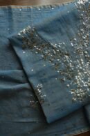 Blue Roheen Tissue Silk Mukaish Badla Fabric