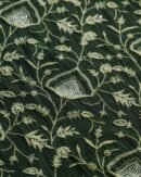 Bottle Green Mal Chanderi Silk Chikankari With Sequins Unstitched Kurta Dupatta Set