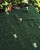 Bottle Green Mal Chanderi Silk Chikankari With Sequins Unstitched Kurta Dupatta Set