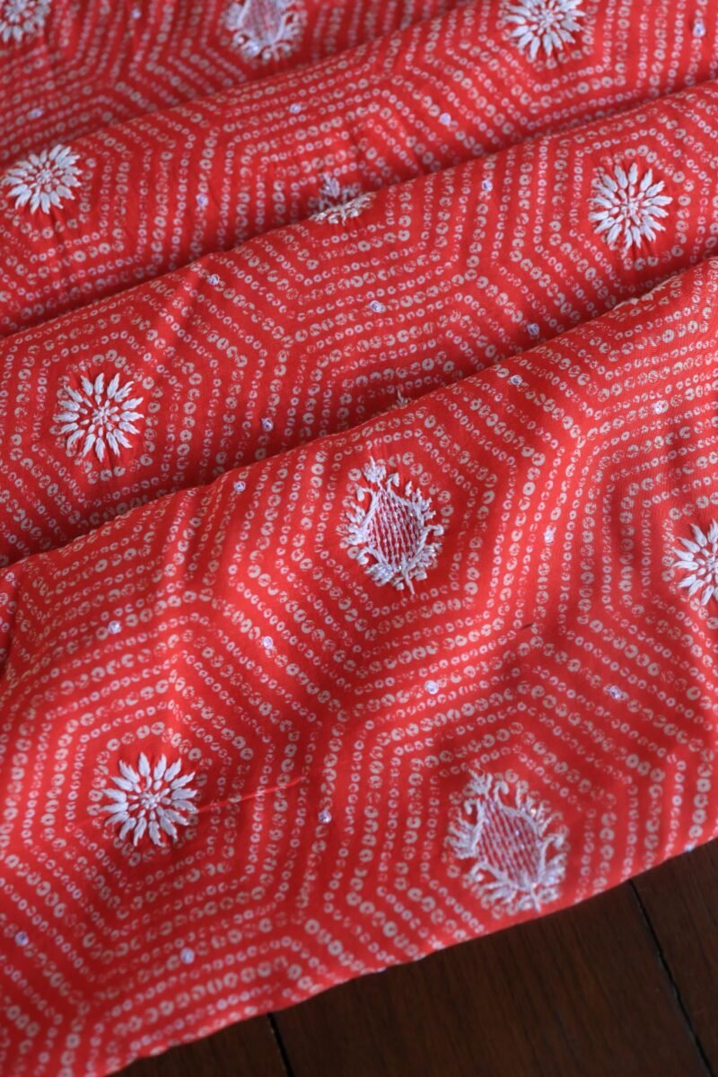 Carrot Pink Muslin Chikankari Kurta Fabrics