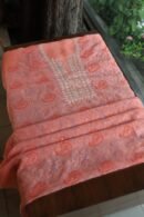 Carrot Pink Noor Organza Silk Chikankari With Mukaish Kamdani Fabric