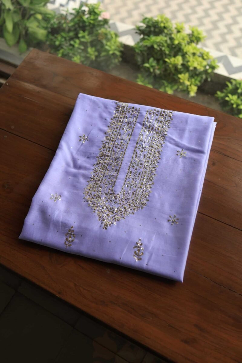 Chanderi Mukaish Badla Unstitched Chikankari Unisex Kurtas