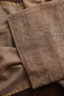 Coffee Brown Maheshwari Chikankari Unstitched Fabric