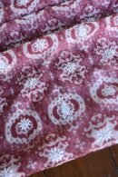Copper Rose & White Soft Cotton Printed Unstitched Kurta Dupatta Set with Chikankari & Sequin Work