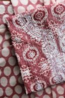 Copper Rose & White Soft Cotton Printed Unstitched Kurta Dupatta Set with Chikankari & Sequin Work