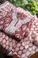 Copper Rose & White Soft Cotton Printed Unstitched Kurta Dupatta Set with Chikankari & Sequin Work