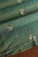 Dark Green Roheen Tissue Silk Mukaish Badla Fabric