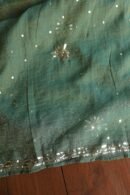 Dark Green Roheen Tissue Silk Mukaish Badla Fabric