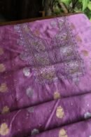 Dark Mauve Banarasi Zari Chanderi Unstitched Chikankari Fabrics