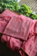 Dark Pink Maheshwari Chikankari Unstitched Fabric