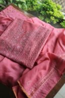 Dark Pink Maheshwari Chikankari Unstitched Fabric