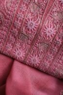 Dark Pink Maheshwari Chikankari Unstitched Fabric