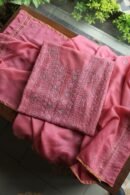 Dark Pink Maheshwari Chikankari Unstitched Fabric