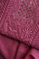 Dark Pink Mal Cotton Fine Chikankari With Kamdani Work Unstitched Fabric