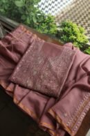 Deep Rose Shade Maheshwari Chikankari Unstitched Fabric