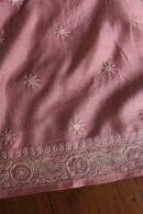 Deep Rose Shade Maheshwari Chikankari Unstitched Fabric