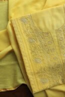 Dull Yellow Maheshwari Chikankari Unstitched Fabric