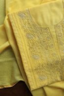 Dull Yellow Maheshwari Chikankari Unstitched Fabric