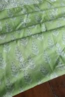 Green Cotton Chikankari Unstitched Kurta Fabrics