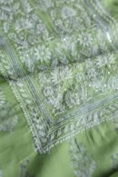 Green Cotton Chikankari Unstitched Kurta Fabrics