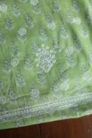 Green Cotton Chikankari Unstitched Kurta Fabrics