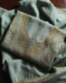 Green Mal Chanderi Silk Chikankari With Sequins Unstitched Kurta Dupatta Set