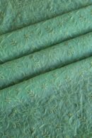 Green Mal Chanderi Silk Chikankari With Sequins Unstitched Kurta Dupatta Set