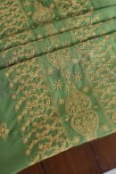 Green Mul Cotton Fine Chikankari With Kamdani Work Unstitched Fabric