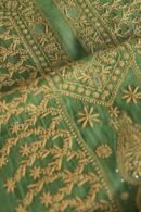 Green Mul Cotton Fine Chikankari With Kamdani Work Unstitched Fabric