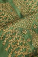 Green Mul Cotton Fine Chikankari With Kamdani Work Unstitched Fabric