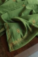 Green Mul Cotton Fine Chikankari With Kamdani Work Unstitched Fabric