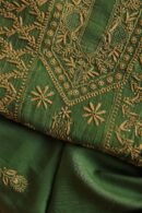 Green Mul Cotton Fine Chikankari With Kamdani Work Unstitched Fabric