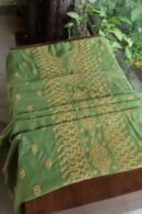 Green Mul Cotton Fine Chikankari With Kamdani Work Unstitched Fabric