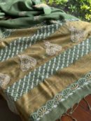 Green Silk Gheecha Palla Kota Chikankari Saree