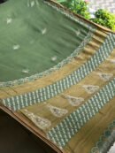 Green Silk Gheecha Palla Kota Chikankari Saree