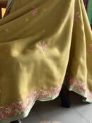 Green Silk Gheecha Palla Kota Chikankari Saree With Mukaish Kamdani