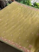 Green Silk Gheecha Palla Kota Chikankari Saree With Mukaish Kamdani