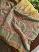Green Silk Gheecha Palla Kota Chikankari Saree With Mukaish Kamdani